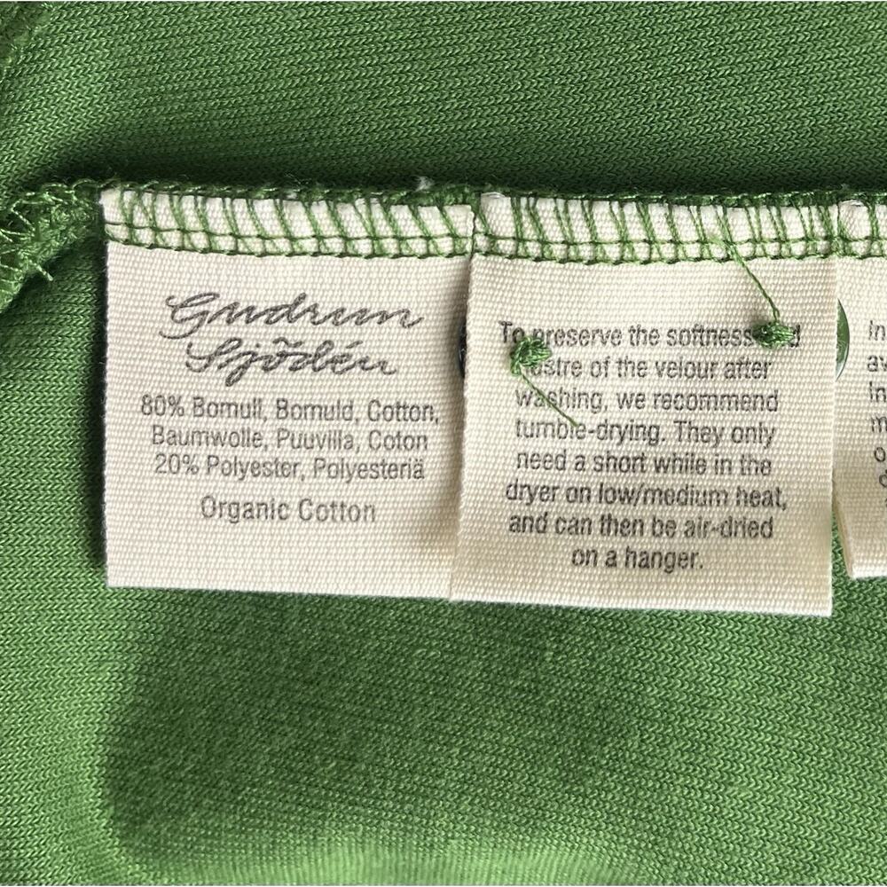 Gudrun Sjoden Velour Selma Button Dress Green Lagenlook Minimalist Size Medium - Picture 9 of 9
